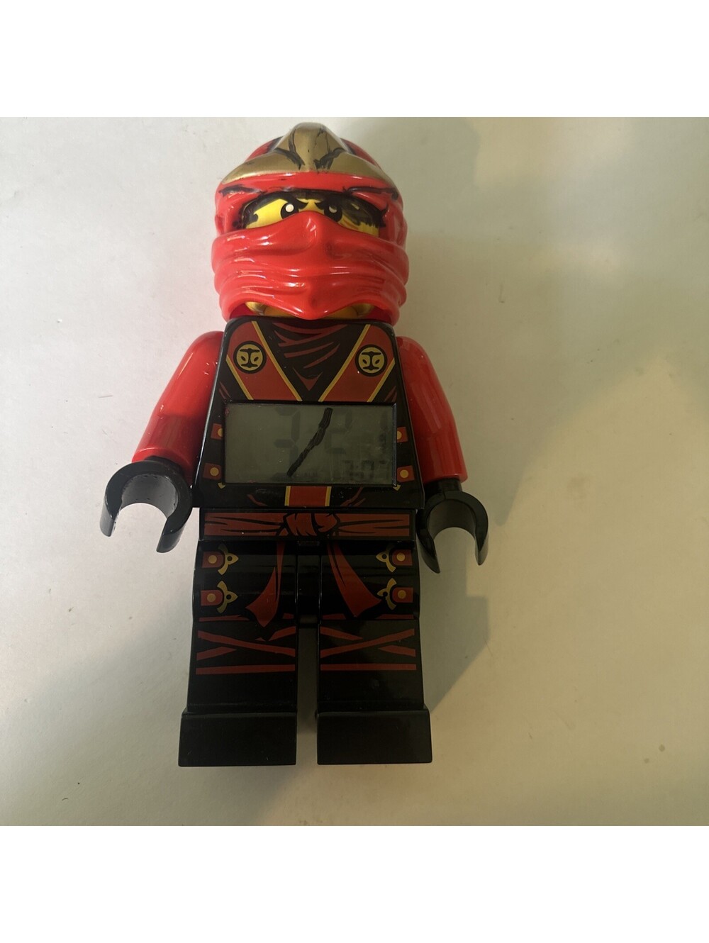 Lego NINJAGO ALARM CLOCK Red KAI NINJA Posable FIGURE Lights Up WORKS GREAT READ